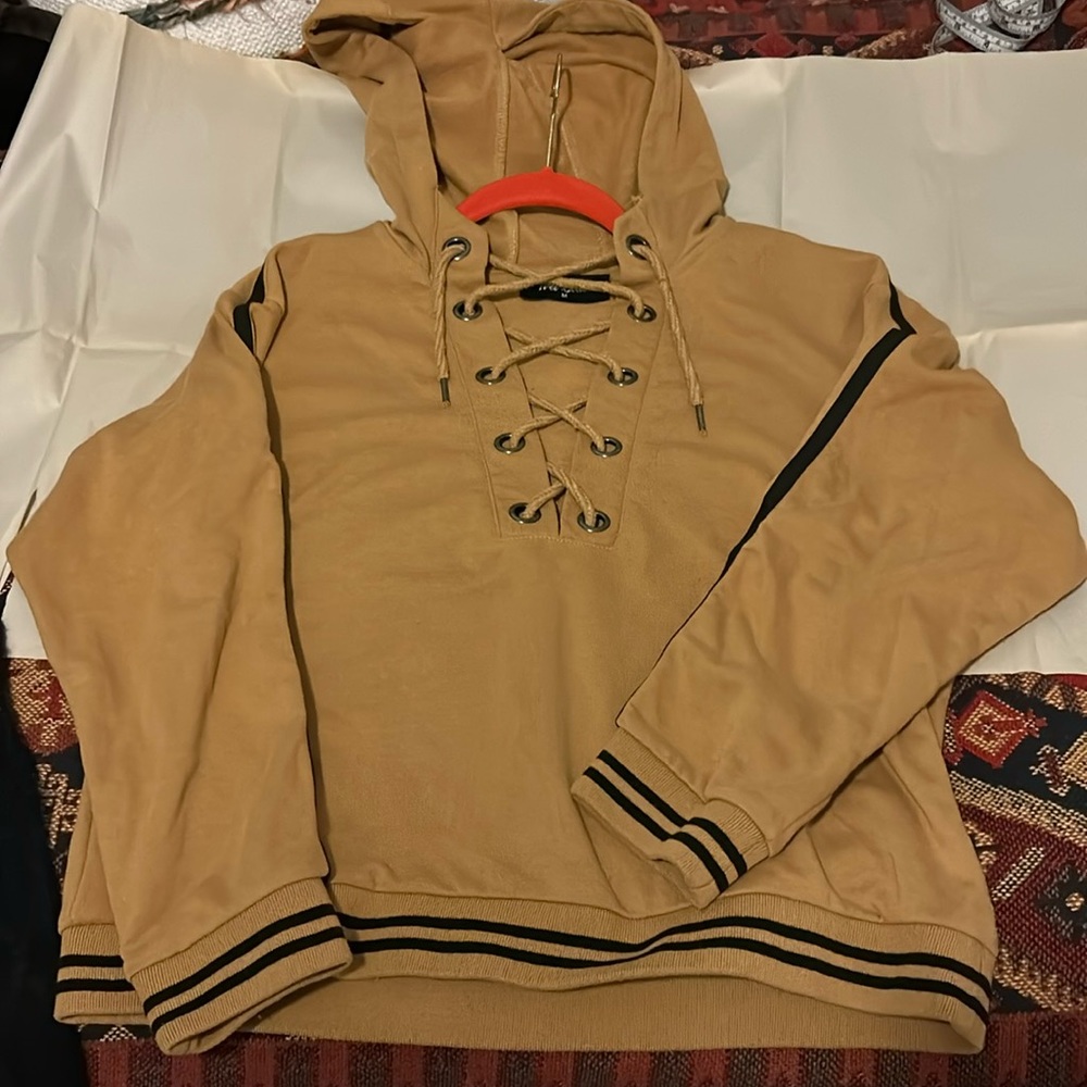 Wet Seal Knit Hoodie with Black stripe trim
